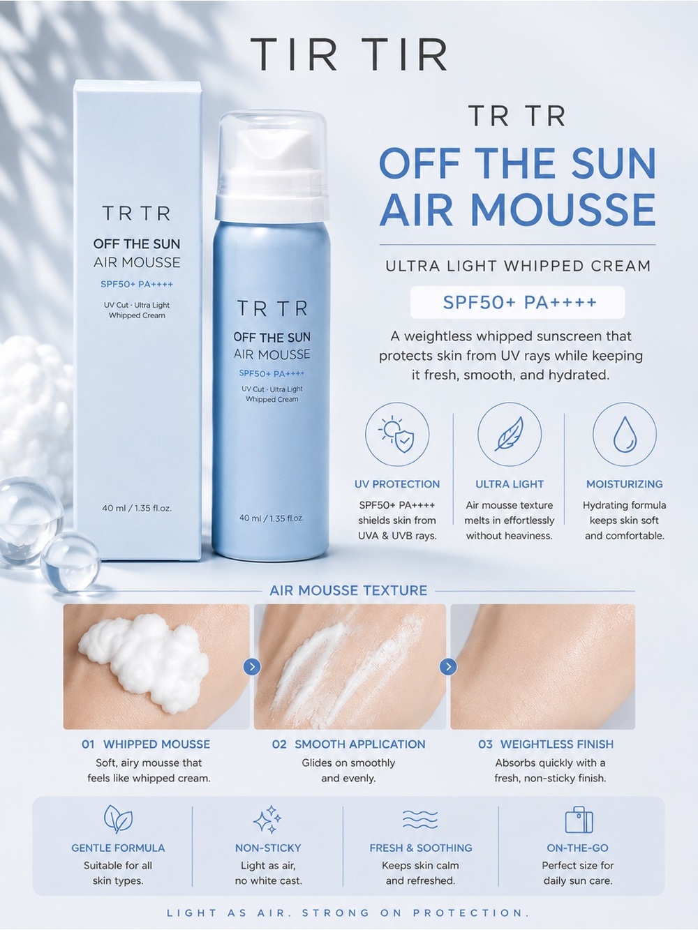 TIR TIR Off The Sun Air Mousse SPF50+ PA++++ EXP: 2026/09/27